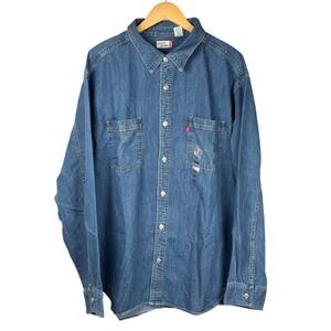 Levis Mens XXL Denim Shirt Blue Long Sleeve Button Up casual Country Western NWT